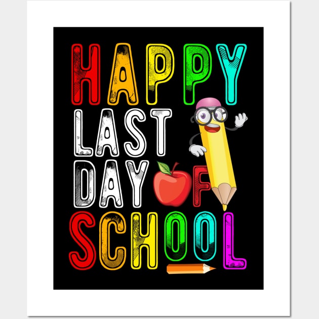 Happy last day of school graduation teacher students Wall Art by klausgaiser